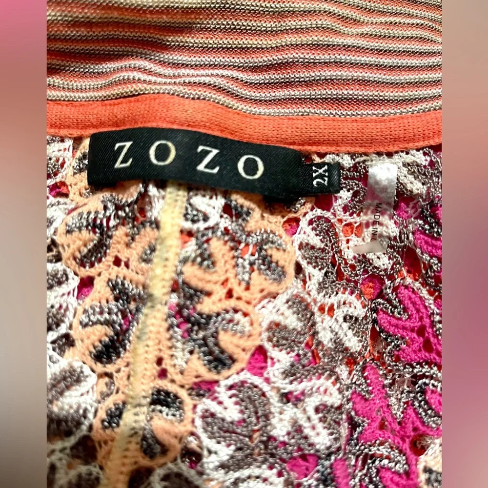 Zozo cardigan poncho cottage Core colorful Y2K stripes see through women’s 2X - Picture 8 of 9
